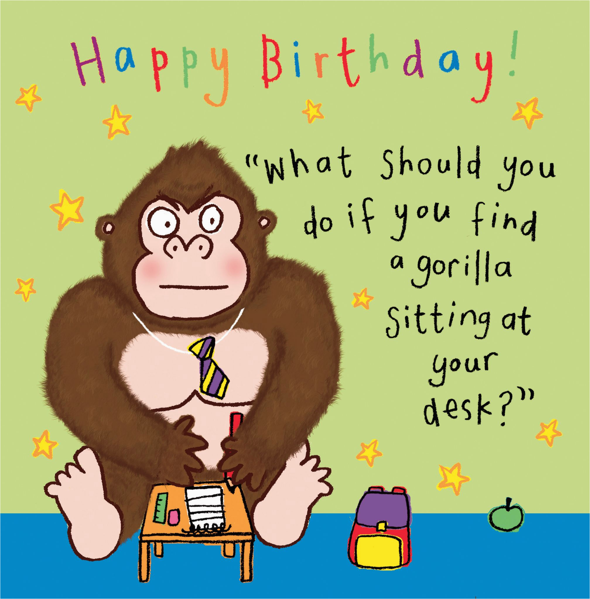 Funny Jokes for Birthday Cards Gorilla Funny Joke Birthday Card for Kids Tw434