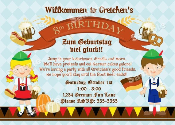 German Birthday Invitation Cards Personalized German Oktoberfest Invitation for Kids or Family