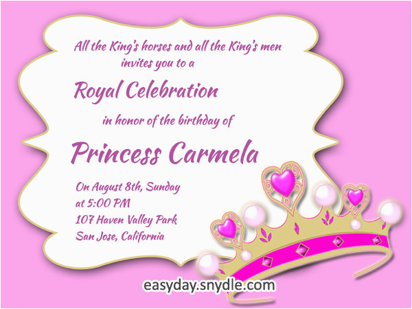 Girl Birthday Invitation Message Princess Birthday Invitation Wording Samples and Ideas Girl Birthday Invitation Message Princess Birthday Invitation Wording Samples and Ideas