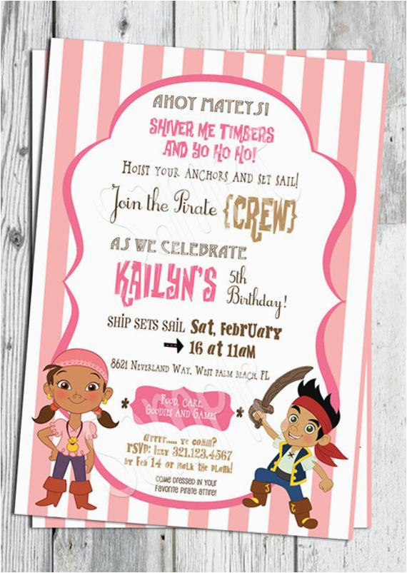 Girl Pirate Birthday Invitations Jake and the Neverland Pirates Birthday Invitation Printable