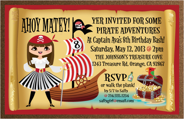 Girl Pirate Birthday Invitations Pirate Girl Birthday Invitation Di 247 Harrison