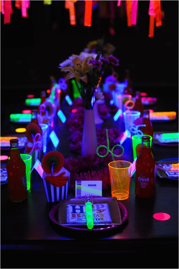 Glow In the Dark Birthday Party Decorations Kara 39 S Party Ideas Neon Glow In the Dark Teen Birthday