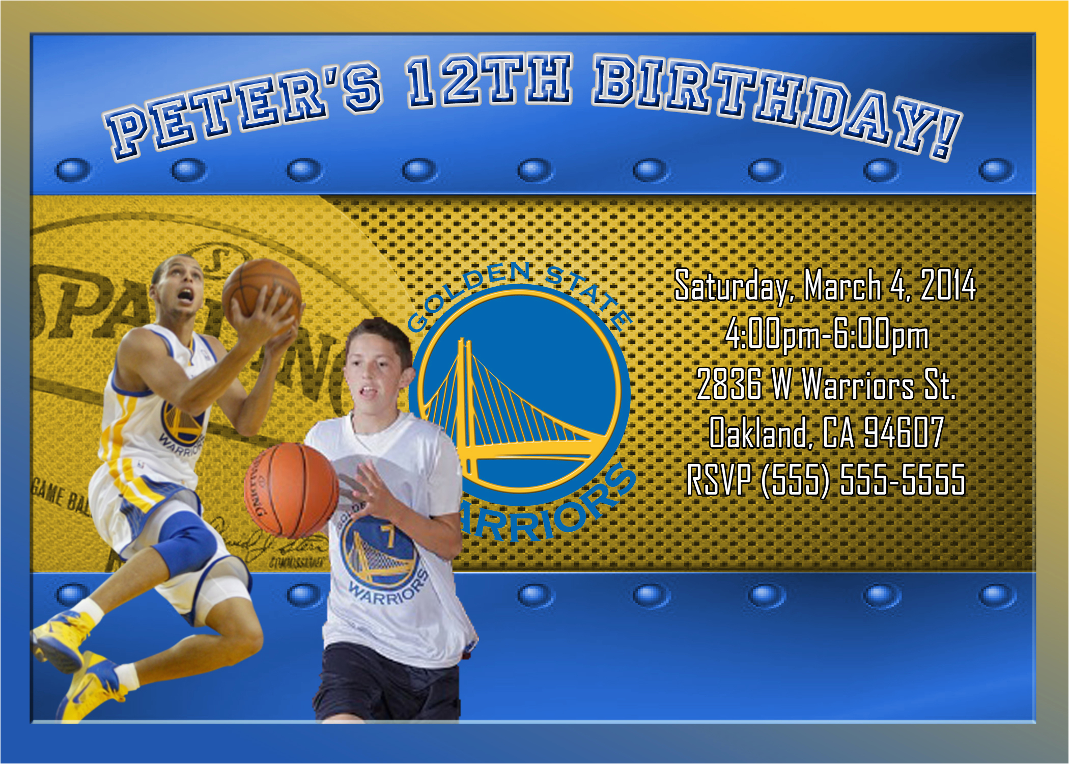 Golden State Warriors Birthday Invitations Nba Golden State Warriors Birthday Invitation Kustom