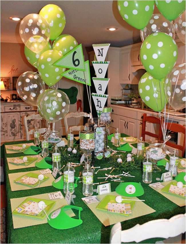 Golf themed Birthday Party Decorations Golf Party Noah is 6 Chickabug