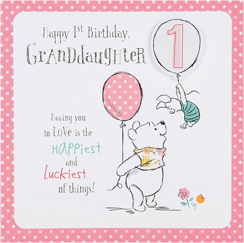 Granddaughter 1st Birthday Card Verses Winnie the Pooh Granddaughter 1st Birthday Card Disney New