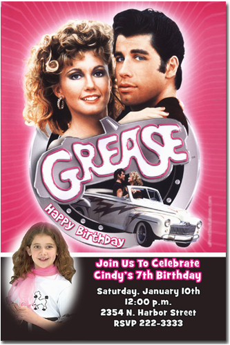 Grease Birthday Invitations Grease Birthday Invitations Candy Wrappers Thank You