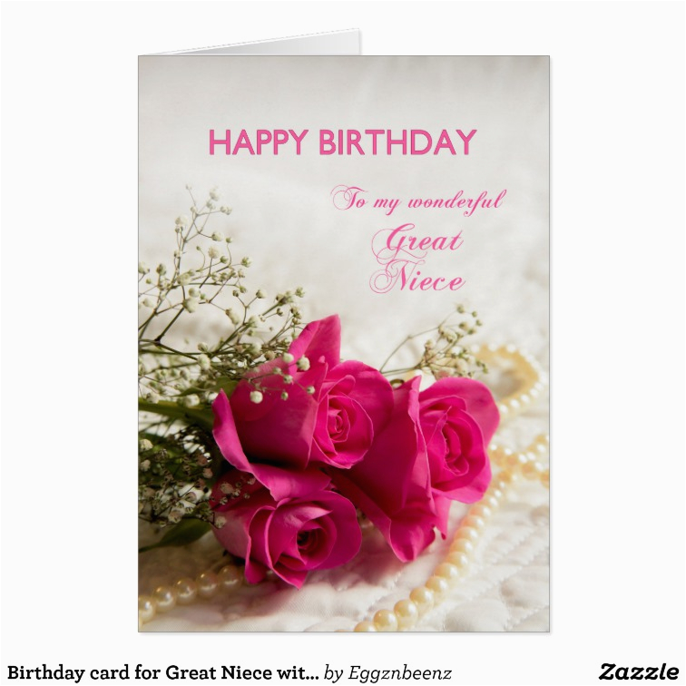 Great Niece Birthday Card Birthday Card for Great Niece with Pink Roses Zazzle
