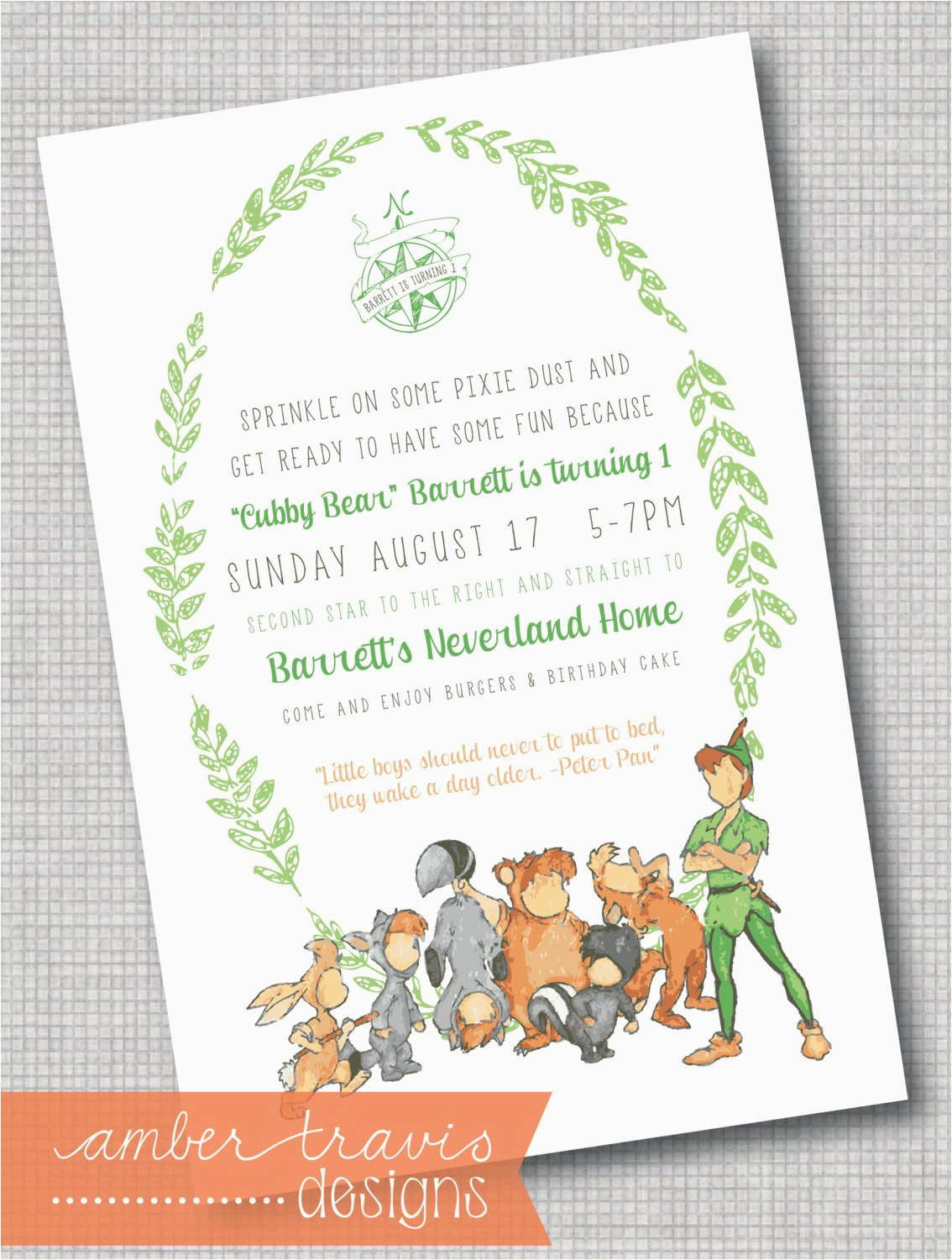 Grown Up Birthday Invitations Peter Pan and the Lost Boys Invitation Never Growing Up