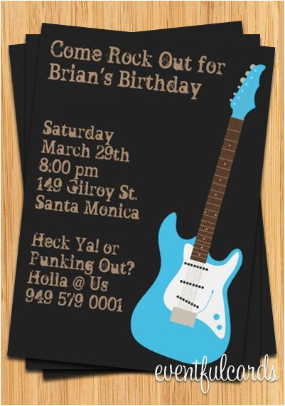 Guitar Birthday Invitations Printable Guitar Birthday Party Invitation Rock Out Customize