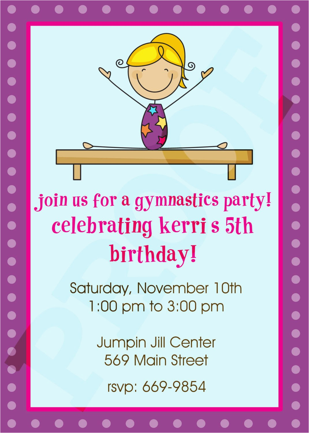 Gym Birthday Party Invitations Gymnastics Party Gymnastics Invitation by Kinsleyskloset