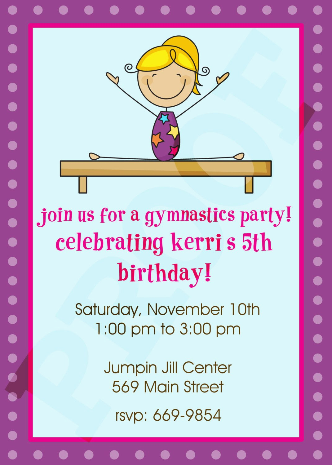 Gym Birthday Party Invitations BirthdayBuzz