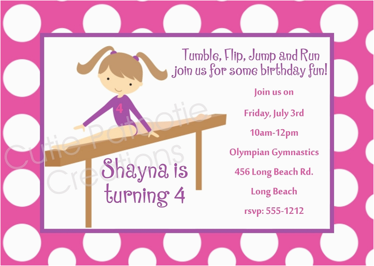 Gymnastics Birthday Invitation Templates 7 Best Images Of Gymnastic Birthday Invitations Printable