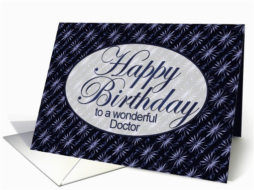 Happy Birthday Card for Doctor Happy Birthday Doctor Dark Blue and Lilac Art Nouveau