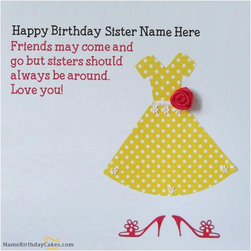 Happy Birthday Cards for Sister with Name Sweet Sister Birthday Card with Name