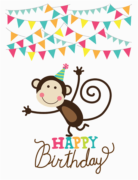 Happy Birthday Cards with Monkeys Birthday Monkey Symbols Emoticons