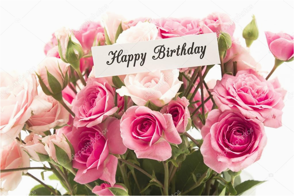 Happy Birthday Flowers for A Man Cartolina Di Buon Compleanno Con Il Mazzo Di Rose Rosa