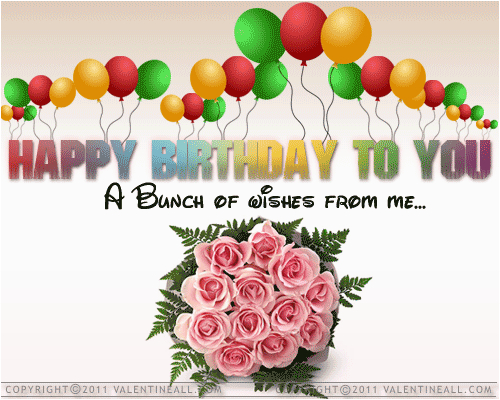 Happy Birthday Flowers with Balloons Cute Happy Birthday Greeting Cards Download