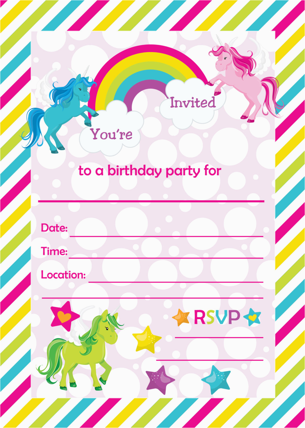 Happy Birthday Invites Template Free Printable Golden Unicorn Birthday