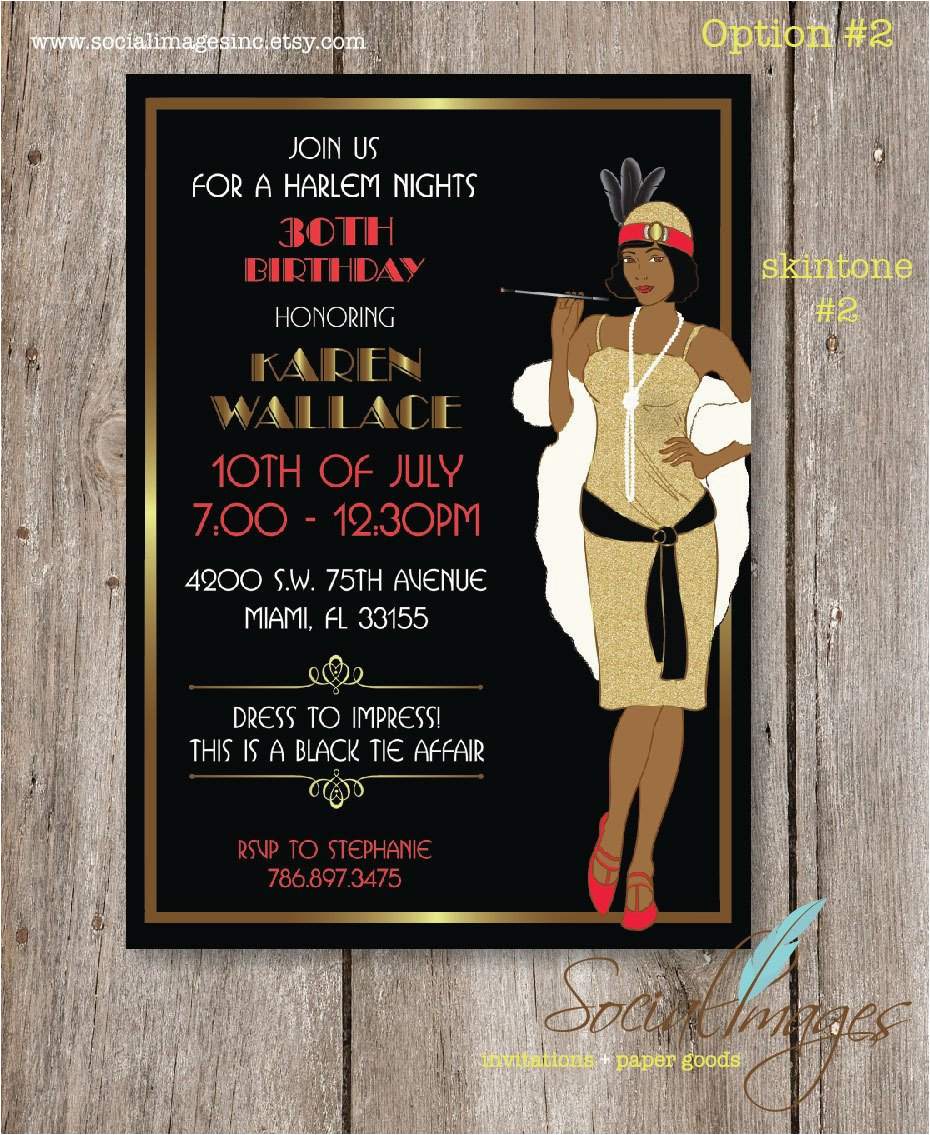 Harlem Nights Birthday Invitations Harlem Nights Birthday Party Invitation Digital File