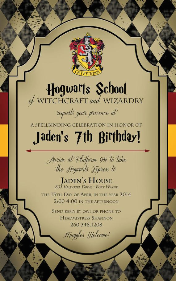 Harry Potter Birthday Invitation Cards Harry Potter Birthday Invitation by Lifeonpurpose On Etsy