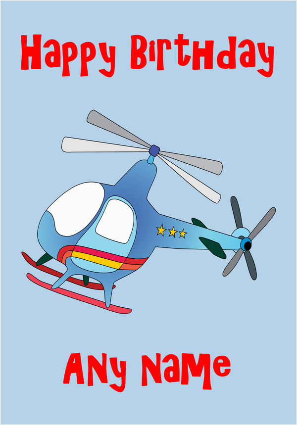 Helicopter Birthday Card Blue Helicopter Birthday Card