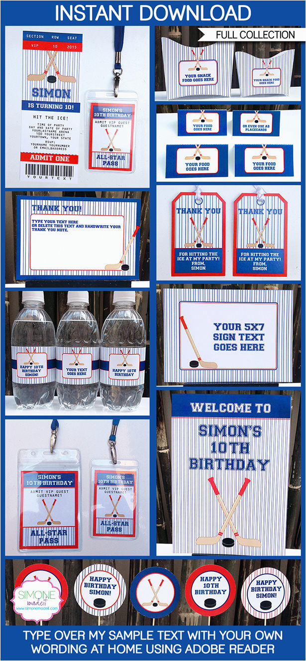Hockey Ticket Birthday Invitations Hockey Party Printables Invitations Decorations