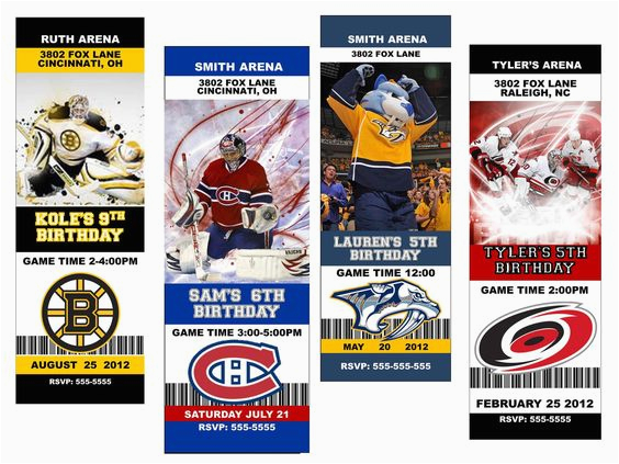 Hockey Ticket Birthday Invitations Nhl Hockey Custom Designed Birthday Party Ticket