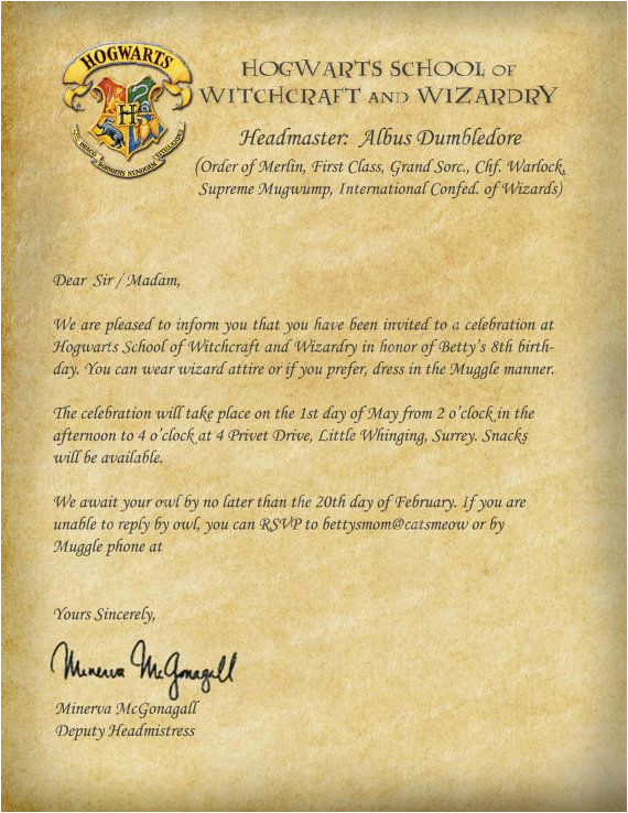 Hogwarts Birthday Invitation Template Harry Potter Hogwarts Printable 