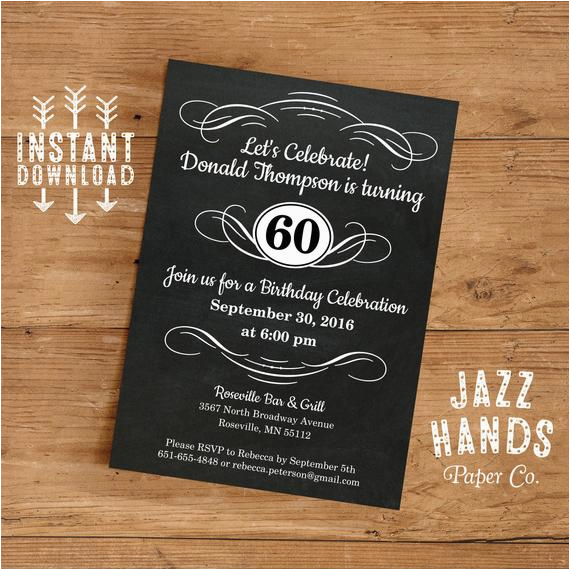 Homemade Birthday Invitations Templates Vintage Adult Birthday Invitation Template Diy Printable