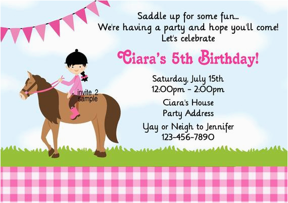 Horseback Riding Birthday Party Invitations Horseback Riding Birthday Invitation Personalized Birthday