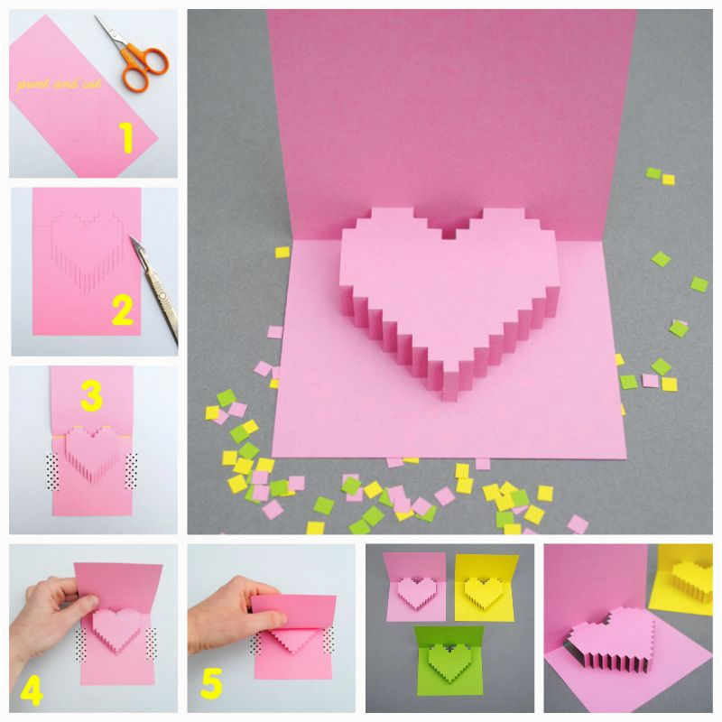 How to Make Pop Up Birthday Cards Step by Step How to Make A Pixel Heart Pop Up Card Step by Step