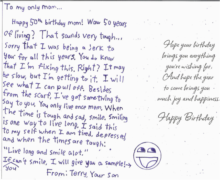 How to Write Birthday Card for Daughter My Mom 39 S 50th Birthday Card by Masterluigi452 On Deviantart