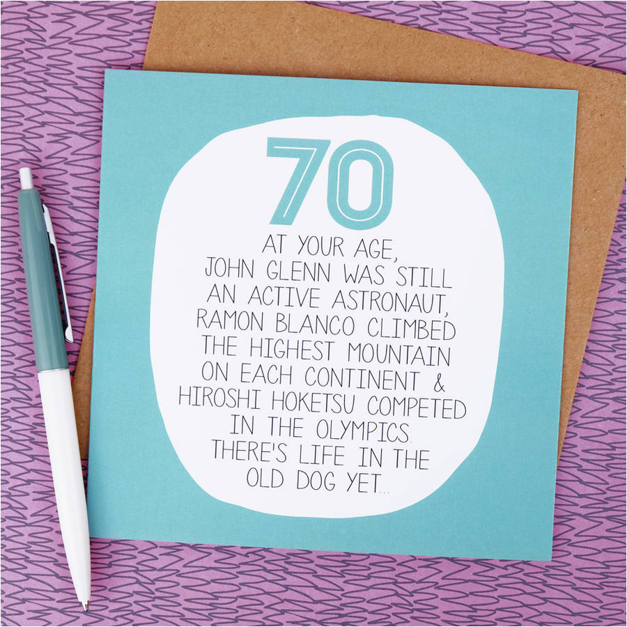 Humorous 70th Birthday Cards by Your Age Funny 70th Birthday Card by Paper Plane