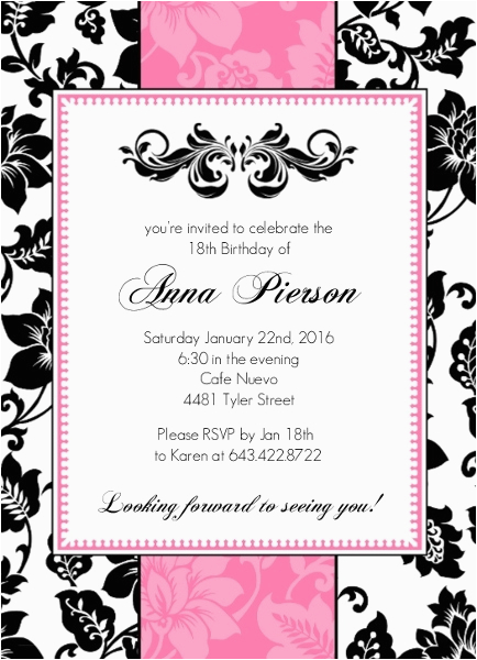 Invitation for 18th Birthday Party 18th Birthday Party Invitation Adult Birthday Invitations