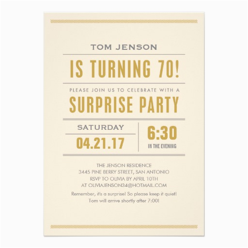 Invitation Wording for 70th Birthday Surprise Party Big Type 70th Birthday Surprise Party Invitations Zazzle