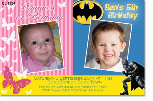 Joint Birthday Invitations for Kids Cu1134 Kids Joint Birthday Party Invitation Twins