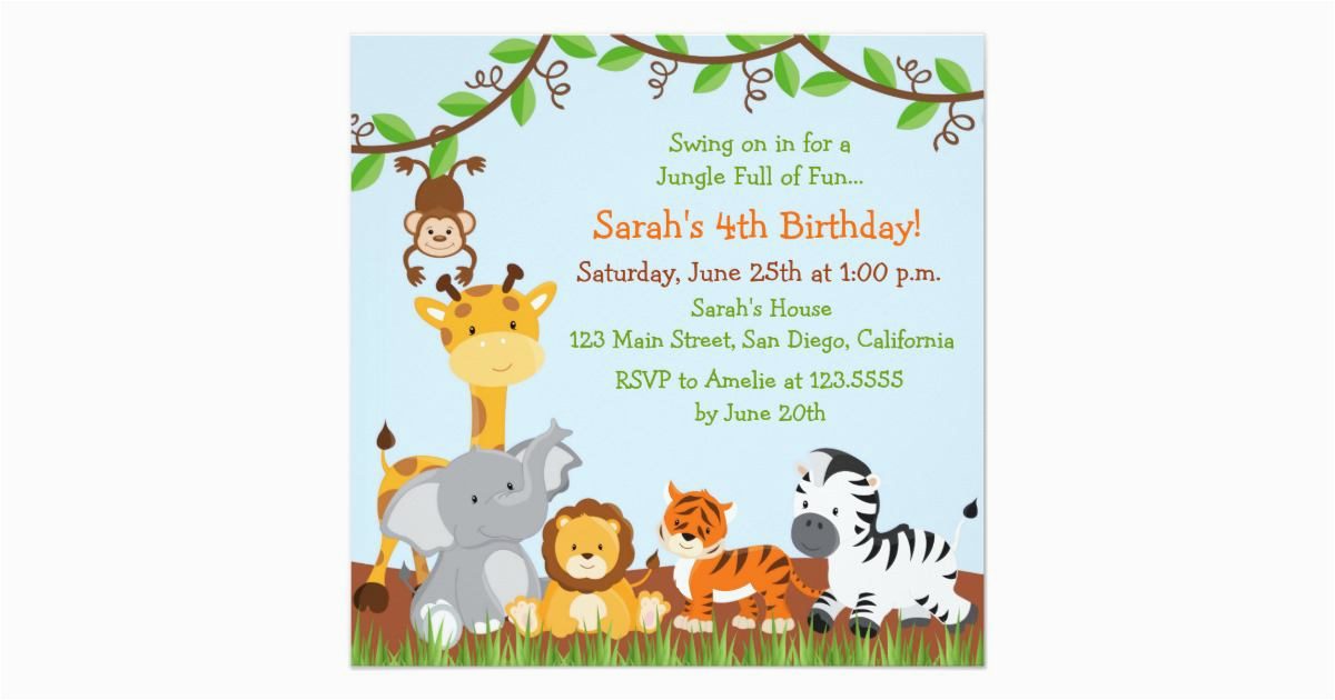 Jungle theme Birthday Invitation Template 17 Safari Birthday Invitations Design Templates Free