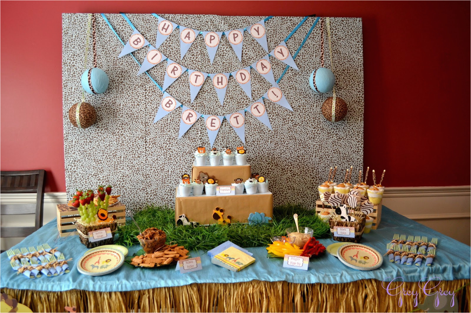 Jungle themed First Birthday Decorations Jungle Safari Birthday Party