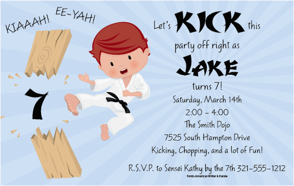 Karate Kid Birthday Invitations Karate Kid Invitations by Paper so Pretty Invitation Box