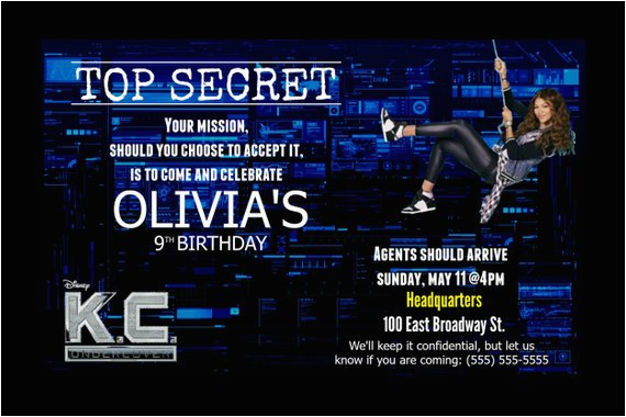 Kc Undercover Birthday Invitations Personalized K C Undercover Spy Birthday Invitation
