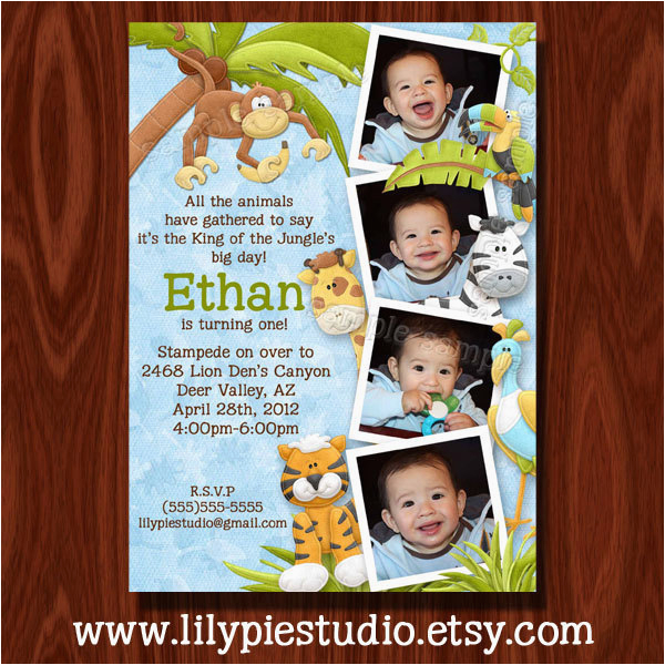 King Of the Jungle Birthday Invitations King Of the Jungle Photo Birthday Invitation and Thank You