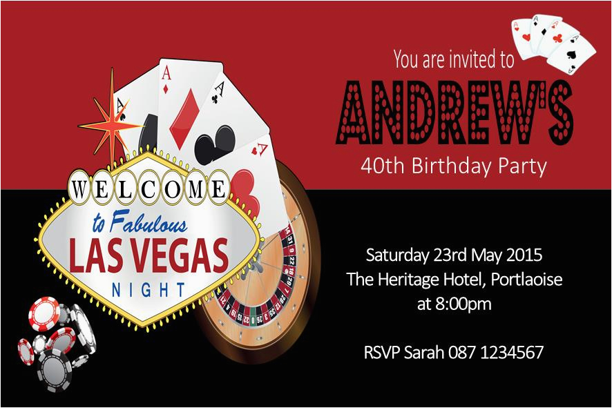 Las Vegas themed Birthday Cards Personalised Las Vegas Casino themed Invitation