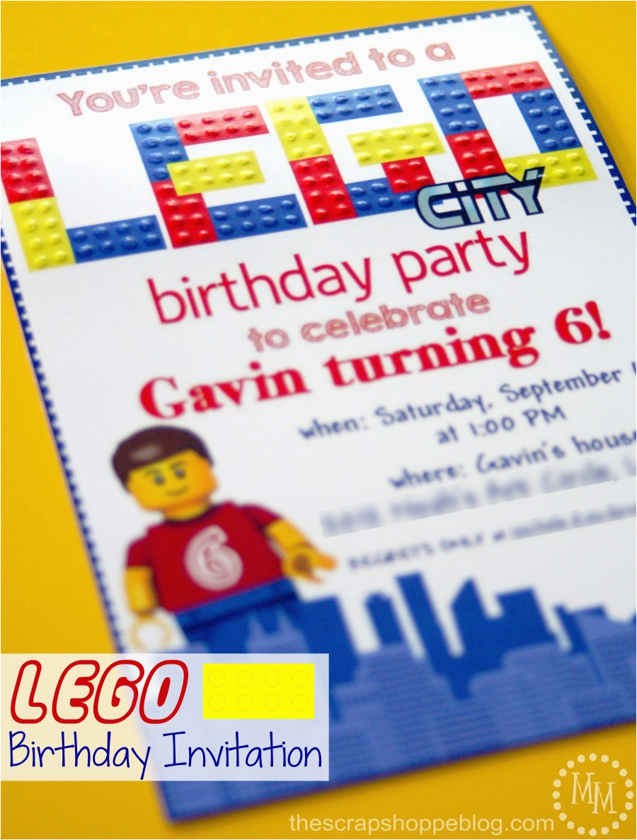 Lego City Birthday Party Invitations Lego Birthday Invitations the Scrap Shoppe