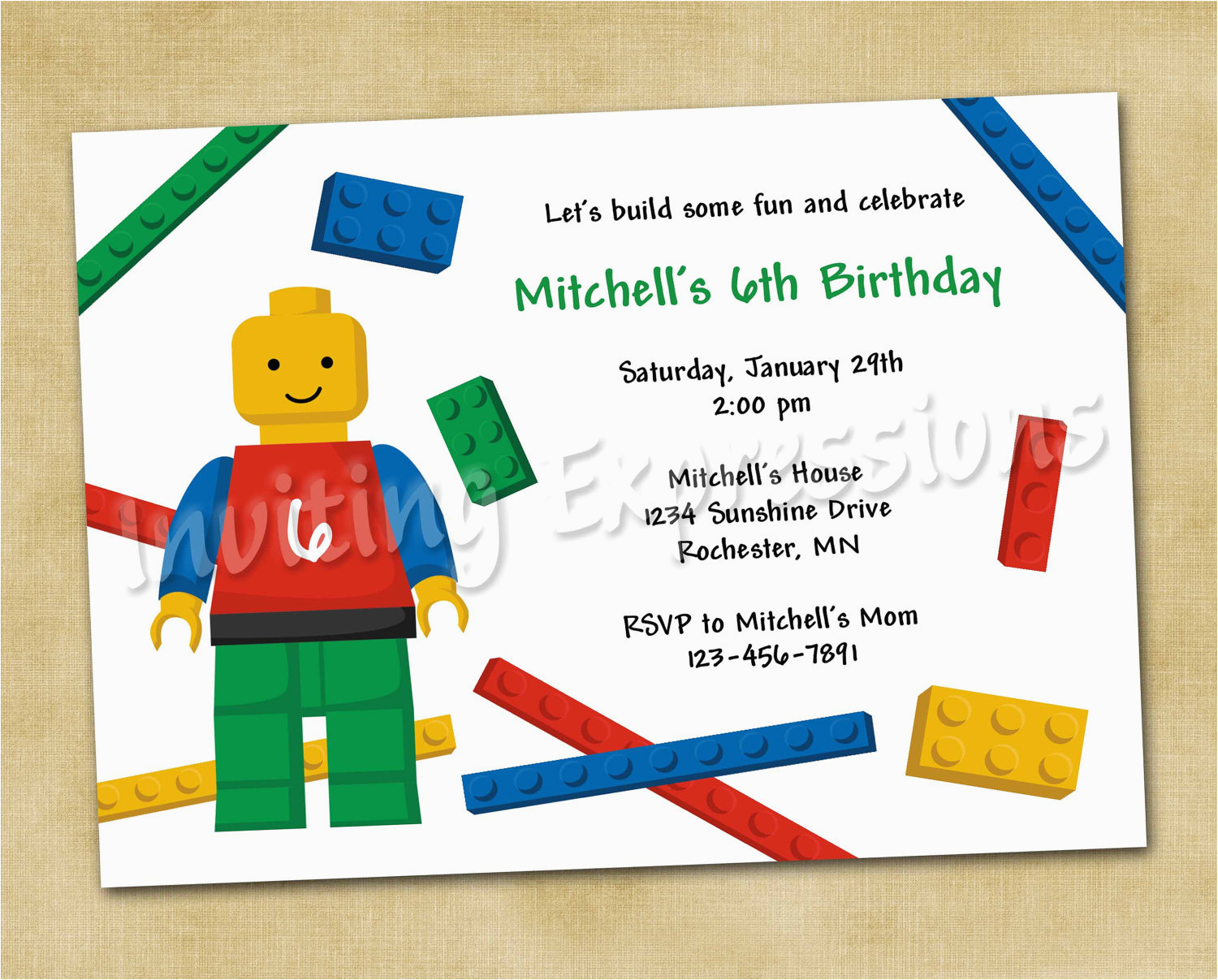 Lego themed Birthday Invitation Card Lego Birthday Invitations Free Ideas Egreeting Ecards