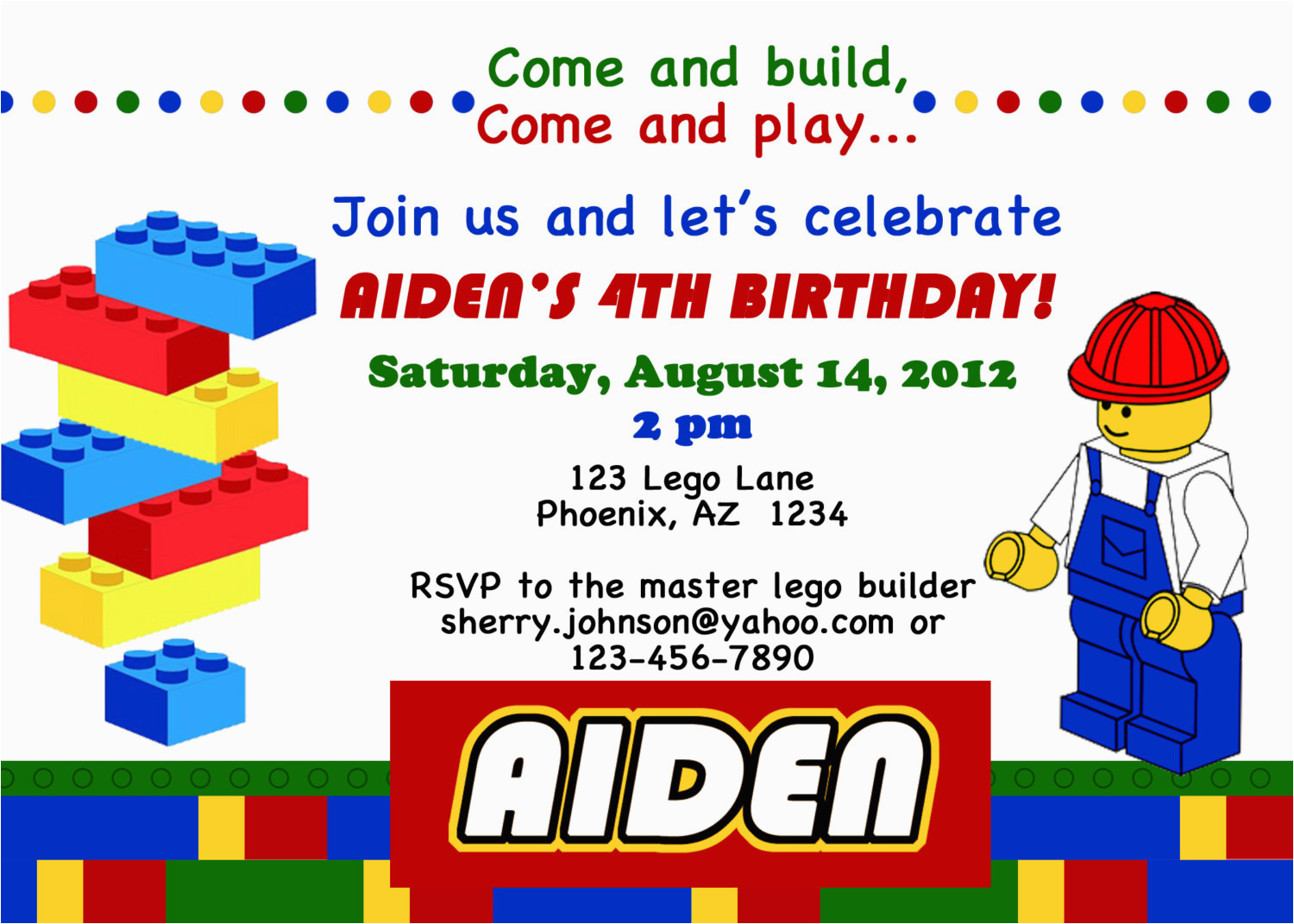 Lego themed Birthday Invitation Card Lego themed Birthday Party Invitations Dolanpedia
