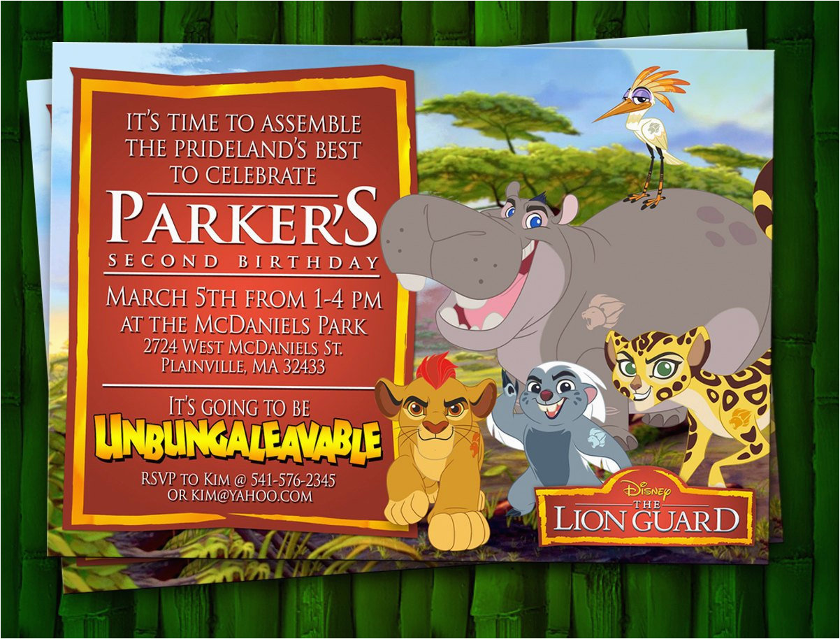 Lion Guard Birthday Party Invitations Lion Guard Birthday Invitation Digital File