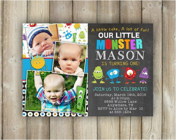 Little Monster 1st Birthday Invitations Little Monster First Birthday Invitation Boys 1st Bday