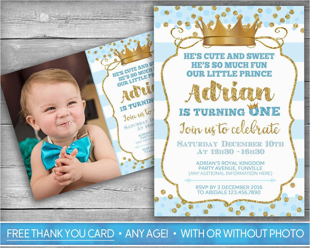 Little Prince 1st Birthday Invitations Prince Invitation Little Prince First Birthday Boy