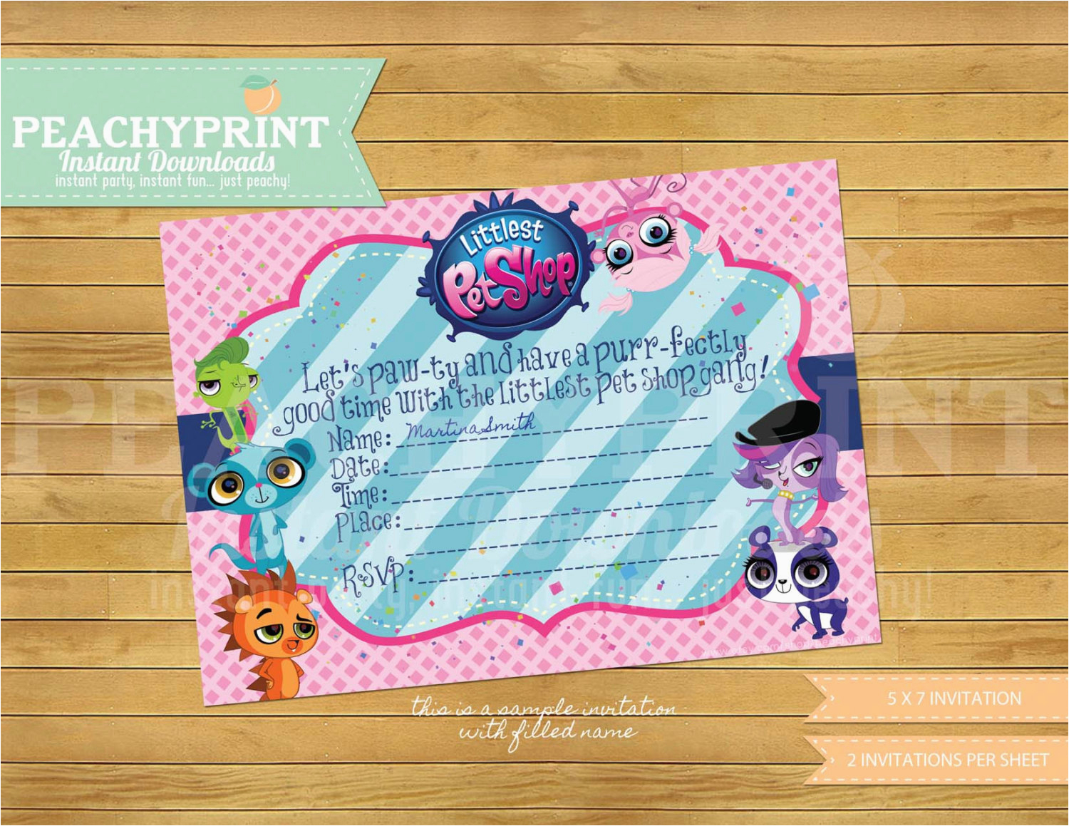 Littlest Pet Shop Birthday Invitations Littlest Pet Shop Birthday Invitation Instant Download