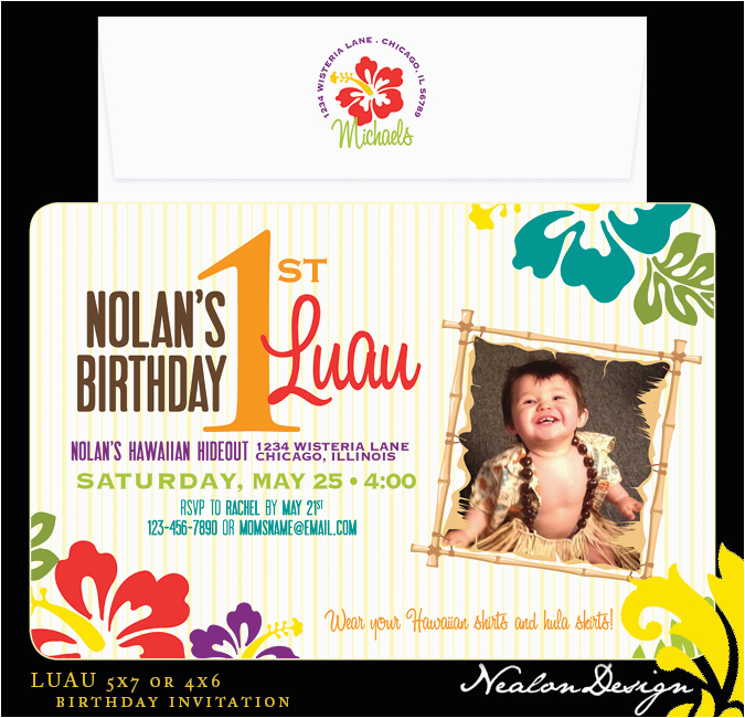 Luau 1st Birthday Invitations Nealon Design Luau Birthday Invitation